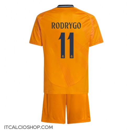 Real Madrid Rodrygo Goes #11 Seconda Maglia Bambino 2024-25 Manica Corta (+ Pantaloni corti)